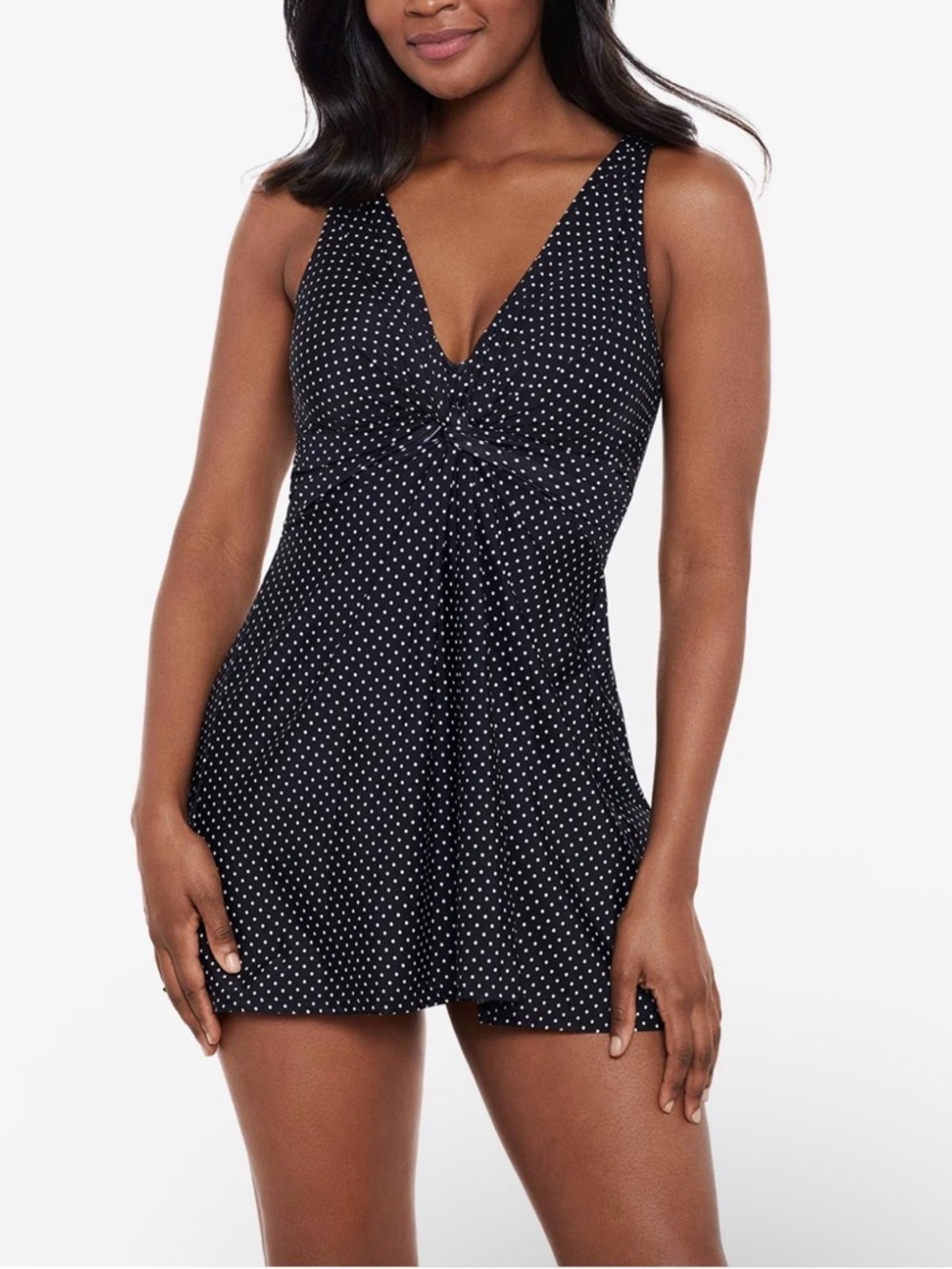 Miraclesuit Marais Swim Dress Pin Point Black Polka Dot Swimsuit Bathing Suit 14